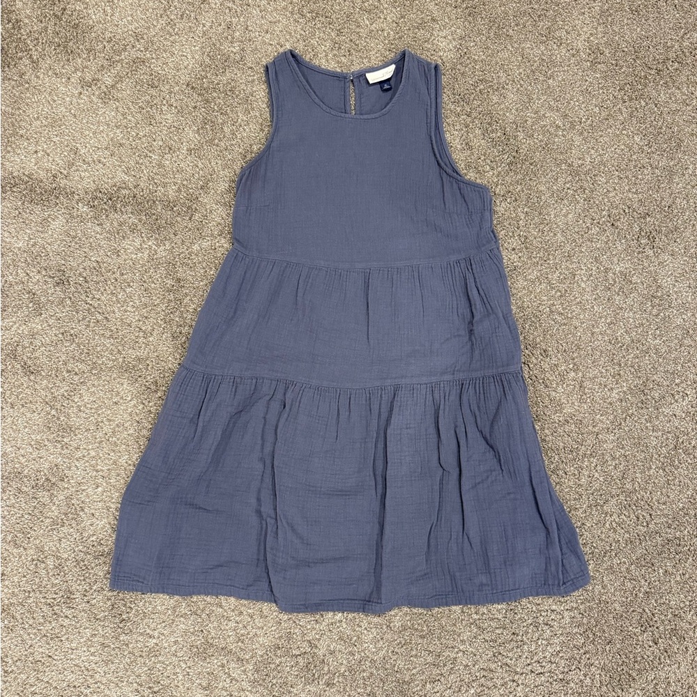Universal Thread - Tiered Sleeveless Grey Gauze Mini Dress, Pockets